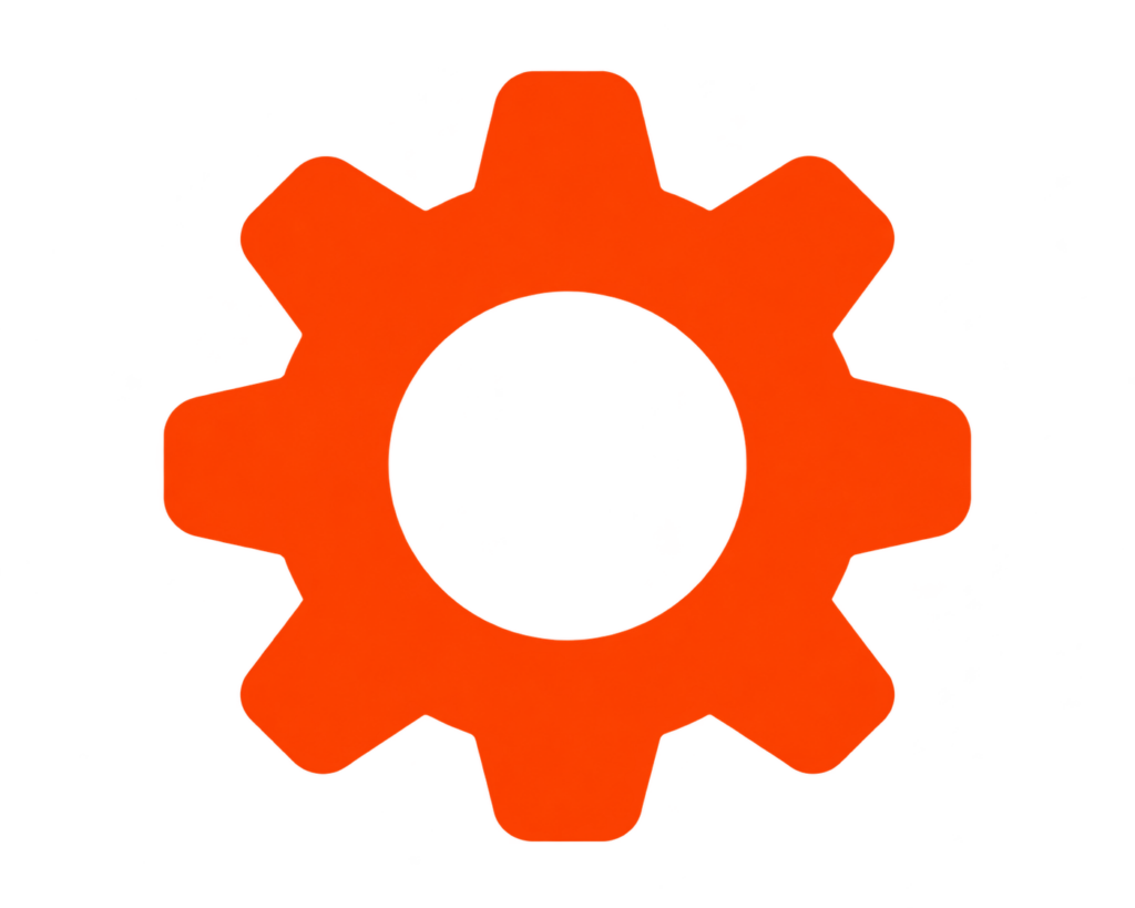 Ícone de Engrenagem Laranja Vibrante