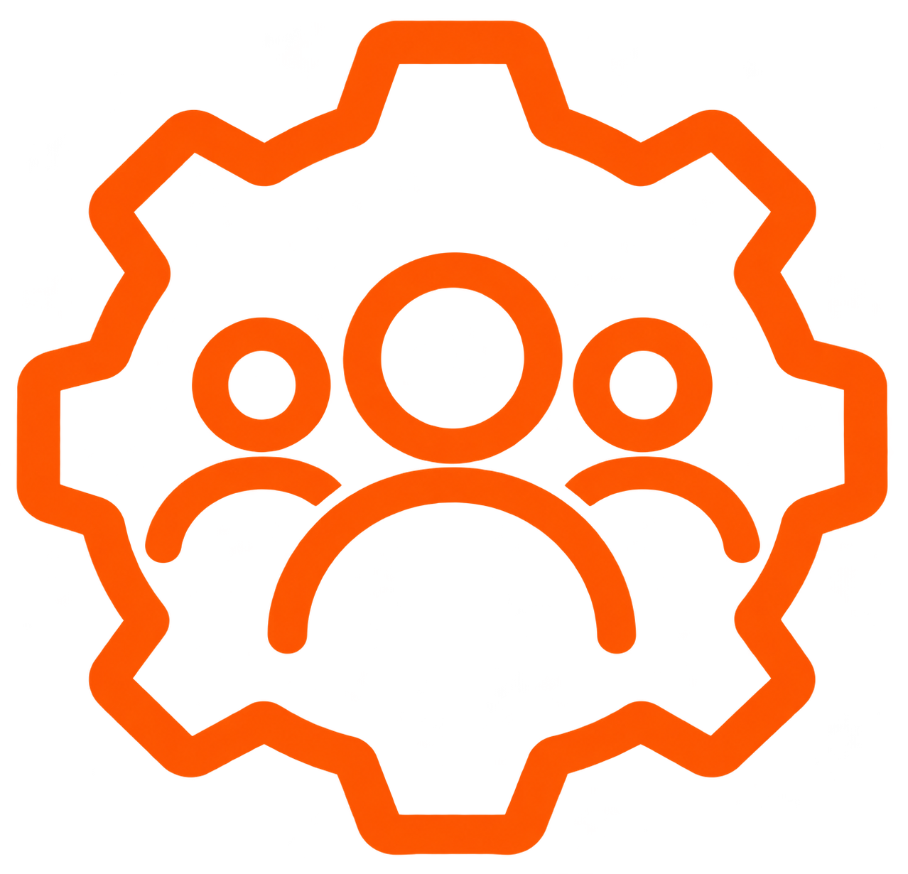Ícone de Equipa numa Engrenagem Laranja